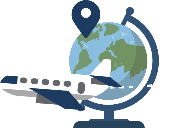 airplane and globe illustration