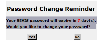 Password change reminder