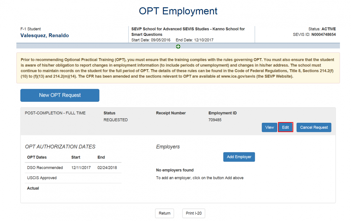 OPT Employment Page