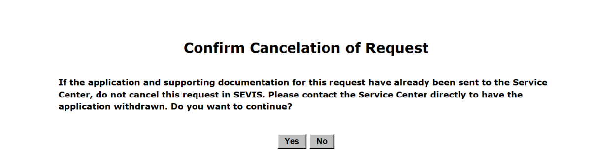 Confirm Cancellation of Request