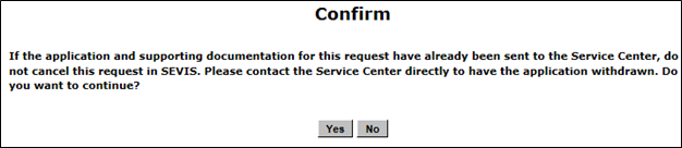 Screen shot of Confirm message.