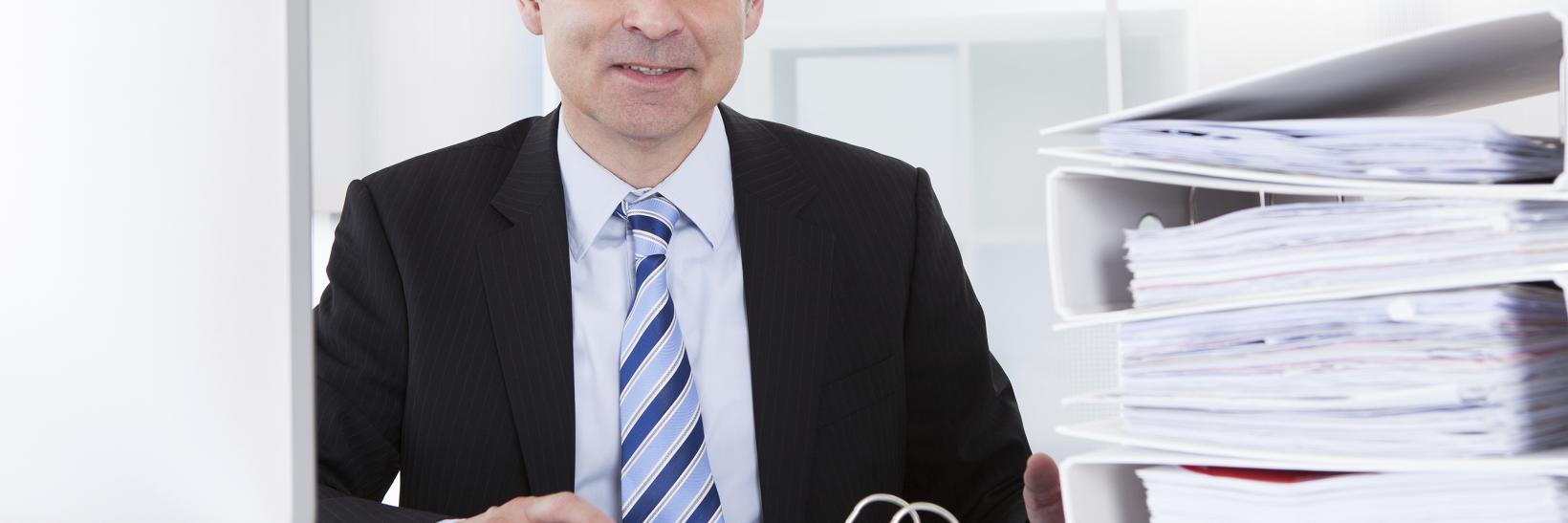 man working in an office