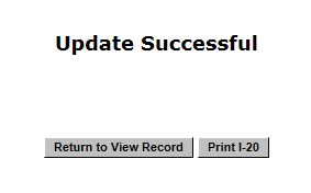 Update Successful Page with "Update Successful" at top