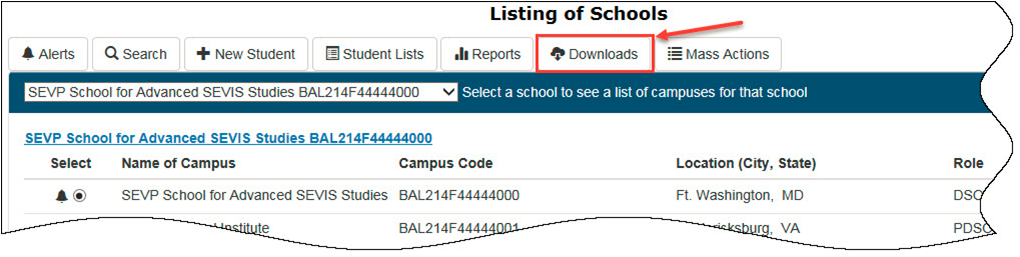 Listing of Schools