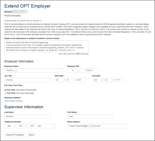 F-1 STEM Optional Practical Training (OPT) Extension