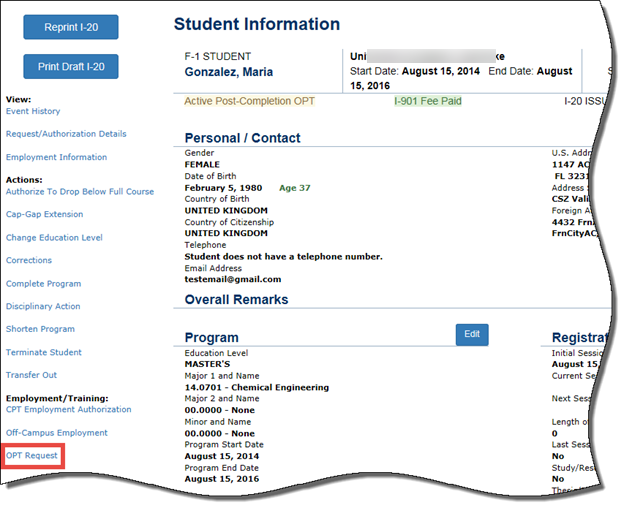 Student Information Page