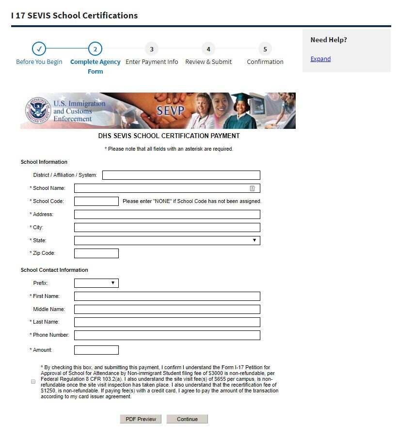 Pay.Gov Complete Agency Form Page