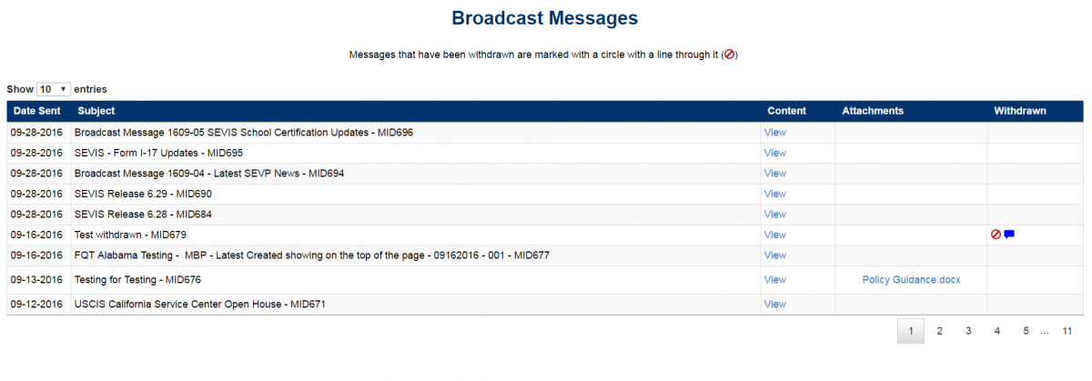 broadcast messages