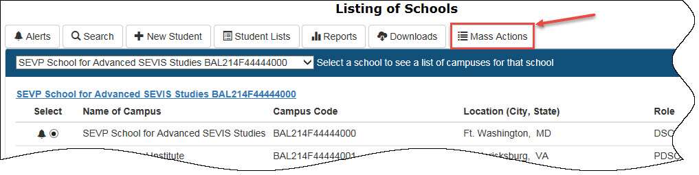 Listing of Schools