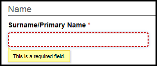 Required field empty