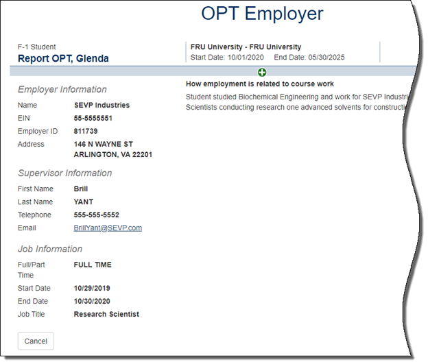 OPT employer