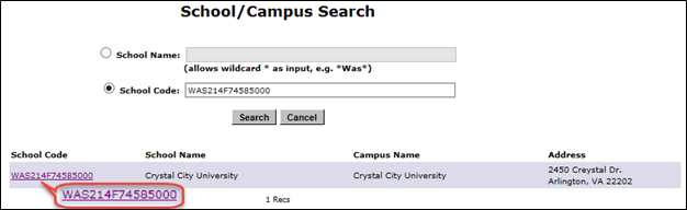 School campus search page