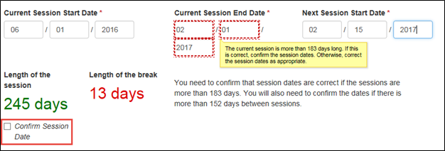 SEVIS registration session length confirmation