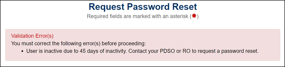 Request Password Reset