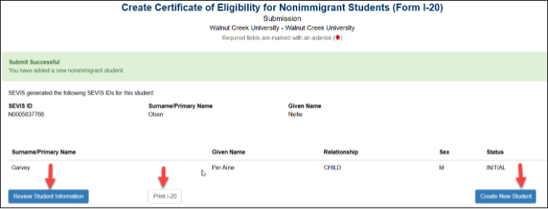Create Initial COE (Form I-20) Create Certification of Eligibility for Nonimmigrant Students (Form I-20) Screen