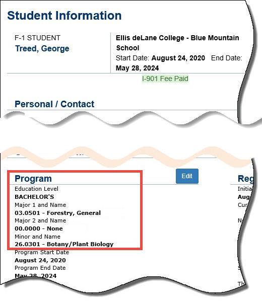 Student Information Screen