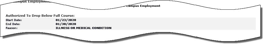 Authorized to drop below full course