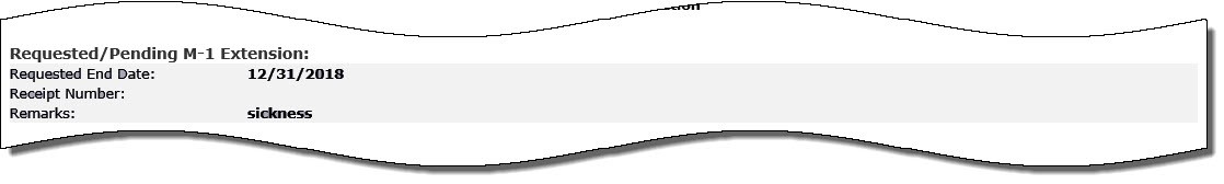 Requested/Pending M-1 Extension