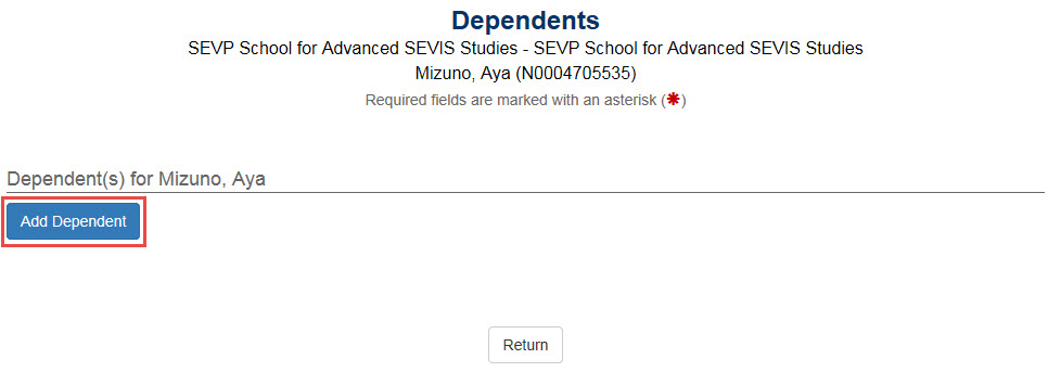 The Dependents page