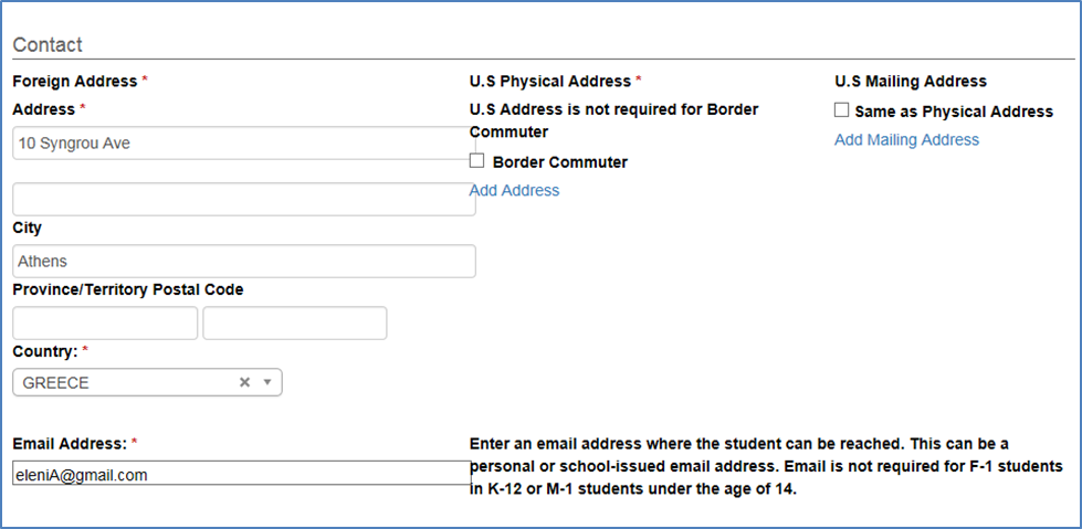 Complete Transfer Of M 1 Sevis Record Study In The States Complete And Or Update The Fields In Contact Section See Sevis Help