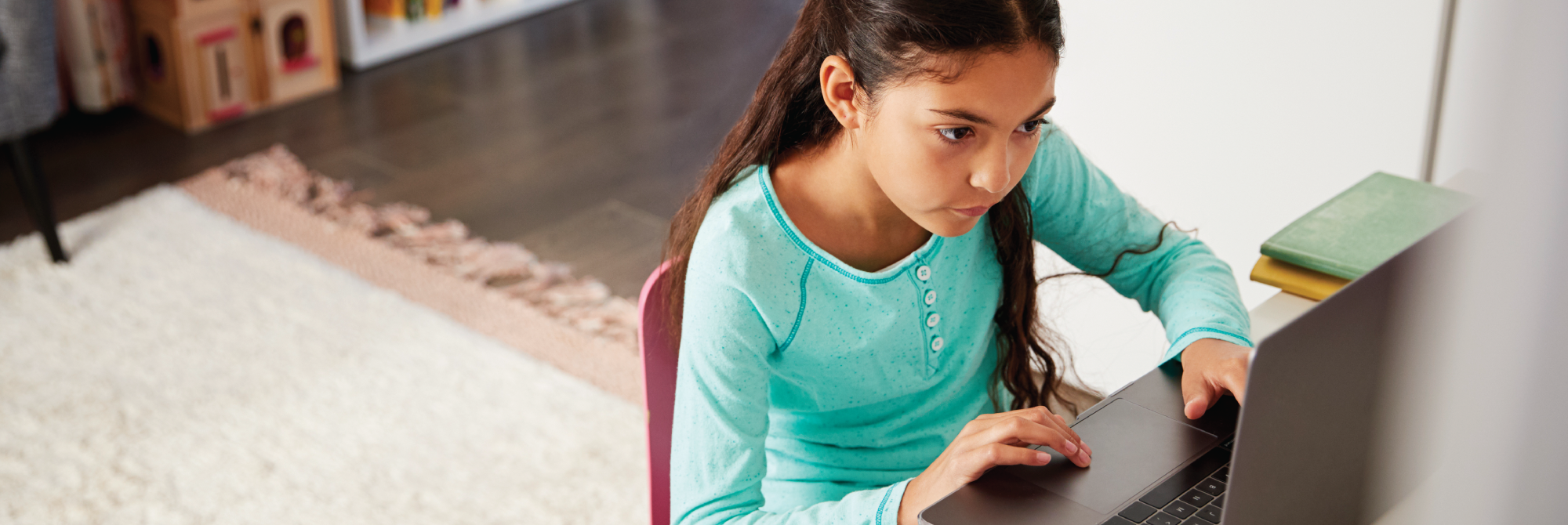 Child on a computer.