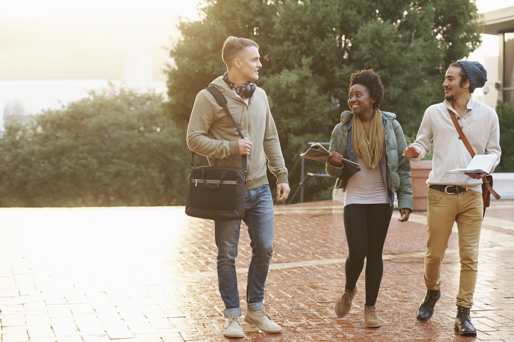 Students walking together on college campus