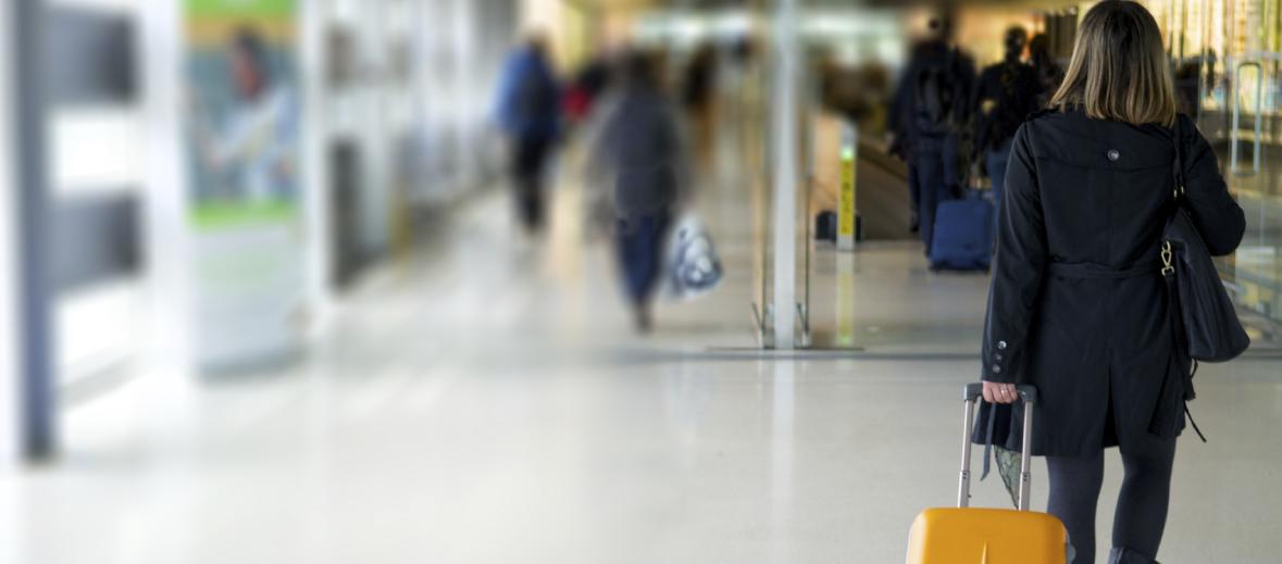 person with suitcase