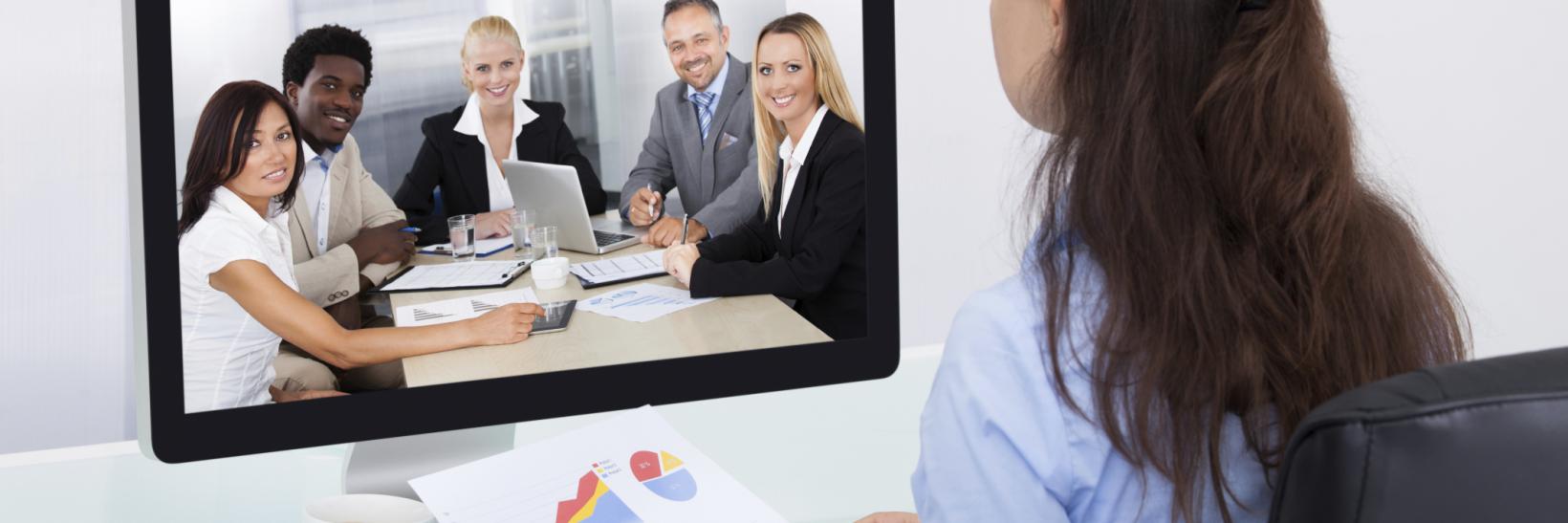 Woman watching a webinar