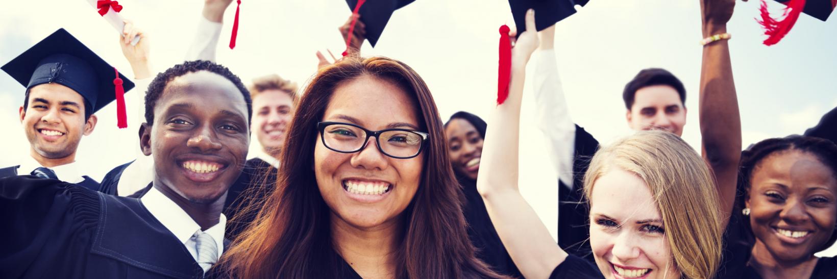 international students celebrating graduation