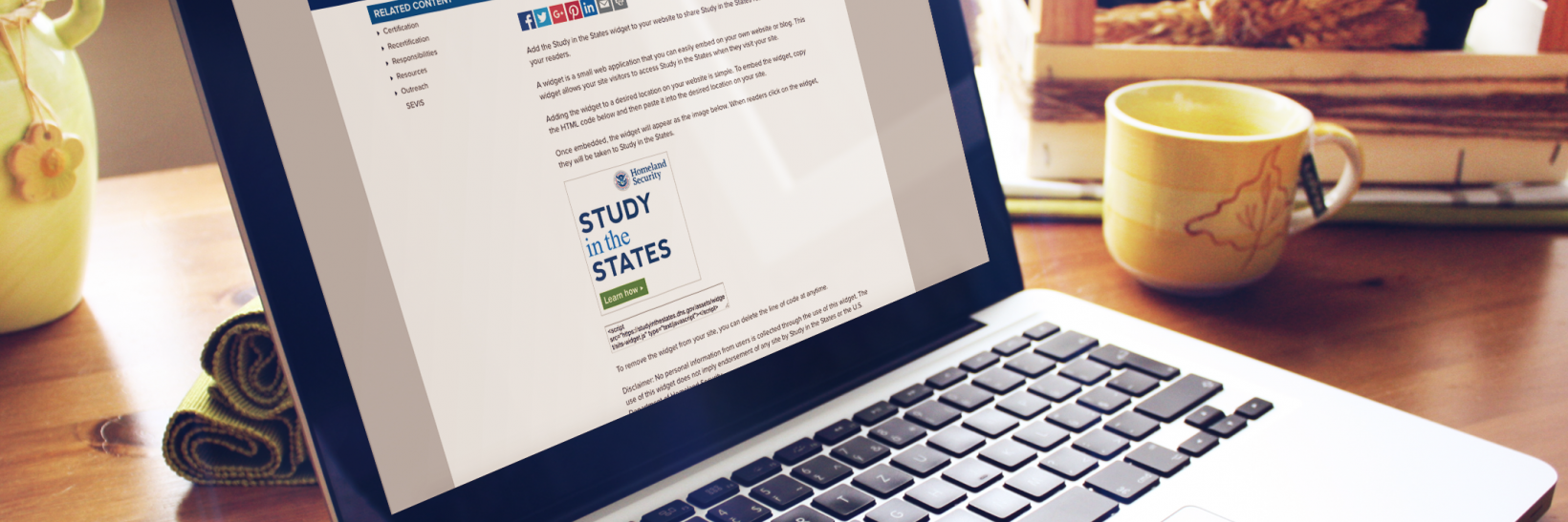 Laptop with the Study in the States widget