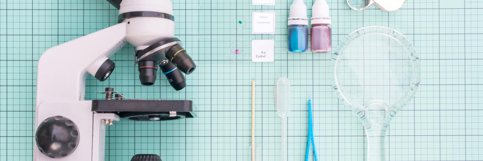 Microscope and related objects used for scientific study. Microscope and related objects used for scientific study.