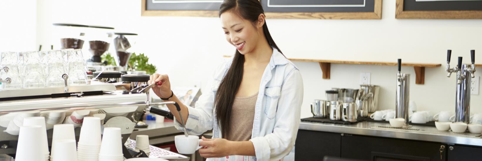 woman working at a coffee shop