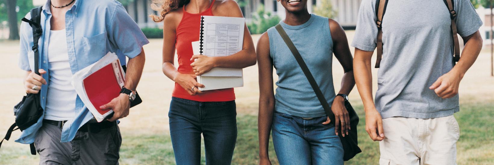 group of students walking