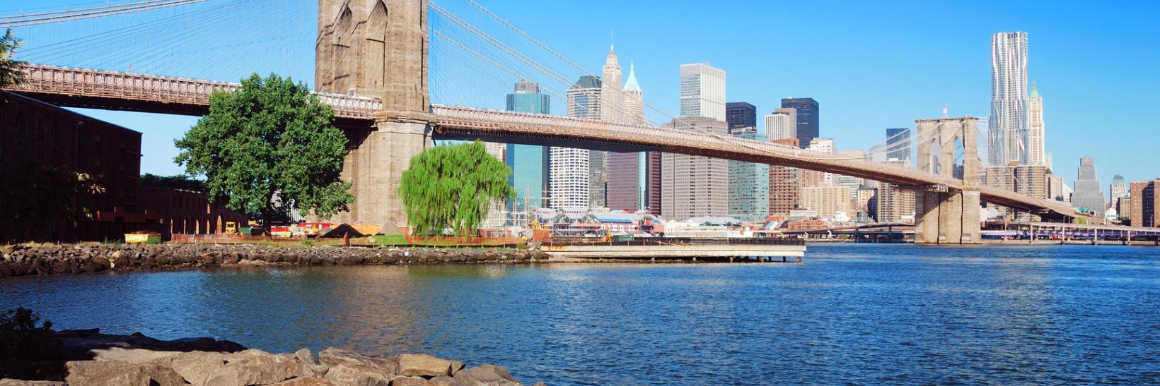 The Brooklyn Bridge in New York City. 