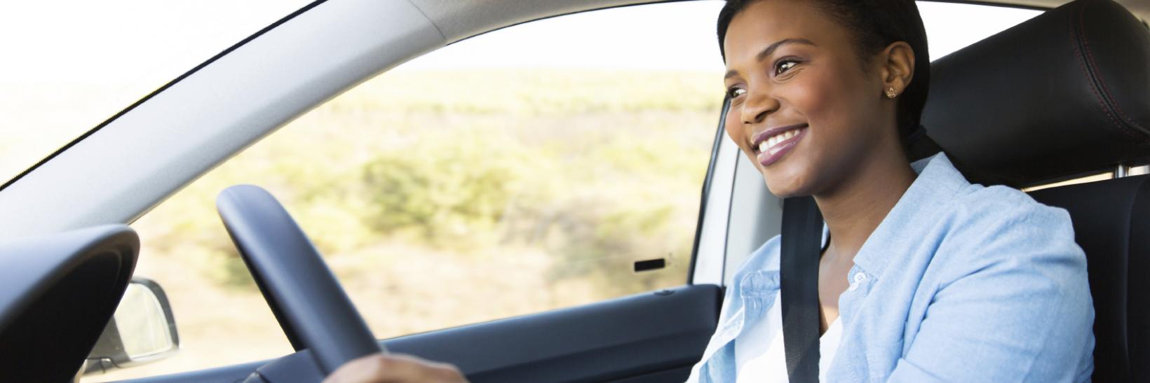 Woman driving car