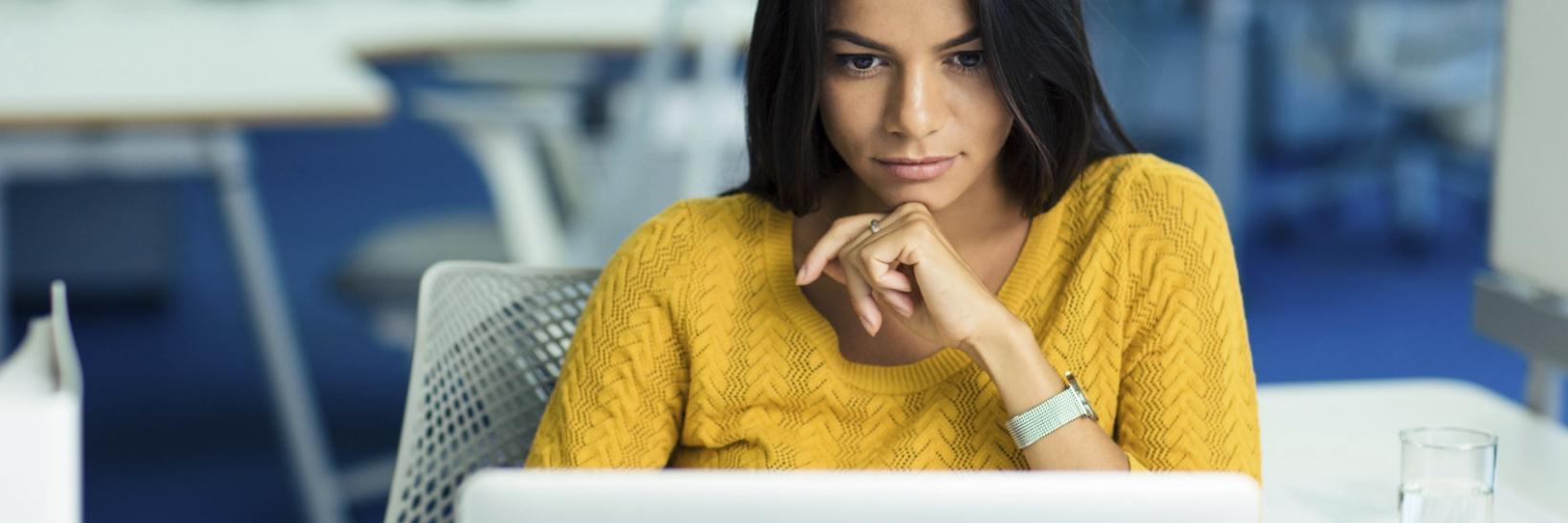 A business woman using her laptop computer.