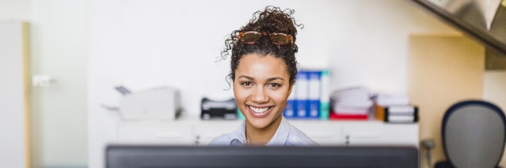 Woman working in an office.