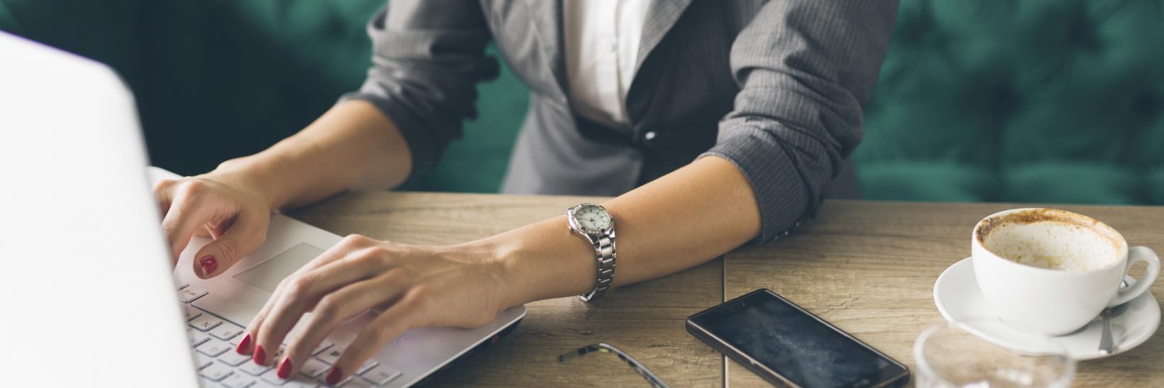 A business woman on her laptop.