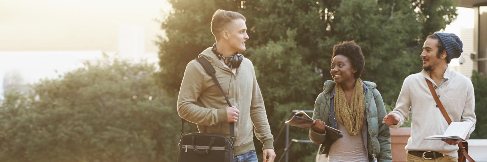 Students walking together on college campus