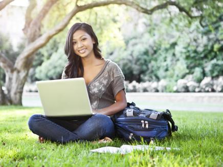 student on a computer