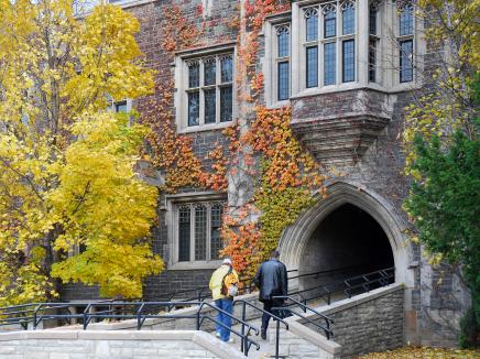 students walking into a school