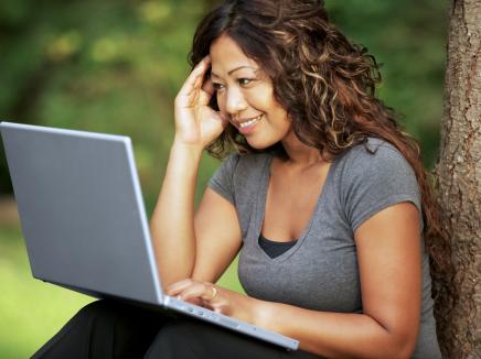 woman at a computer