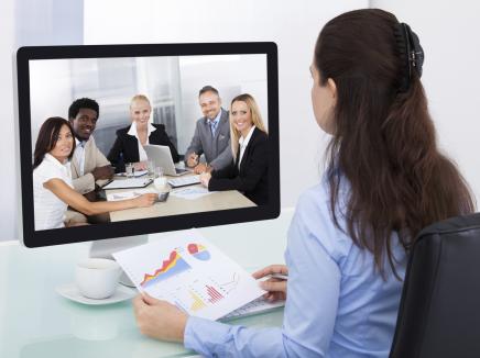 Woman watching a webinar