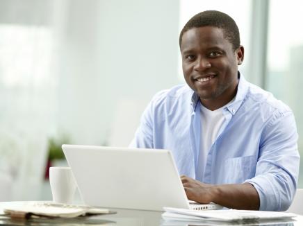 man at a computer