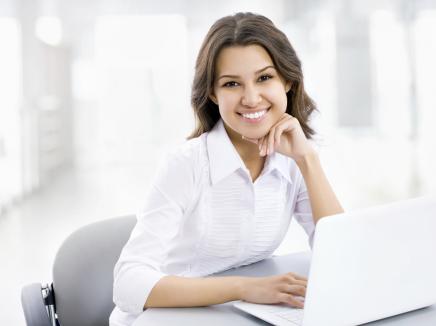 woman working at a laptop