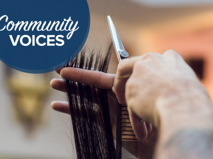 Hair being cut at the barber shop