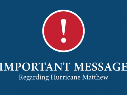 Important Message Regarding Hurricane Matthew