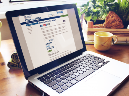 Laptop with the Study in the States widget