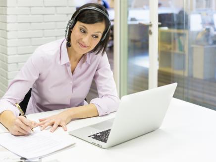 business woman at a computer