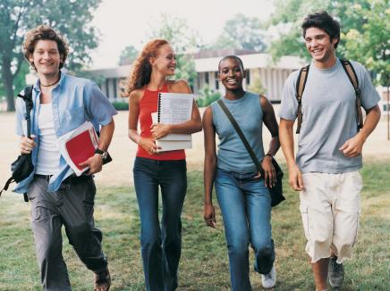 group of students walking